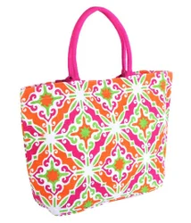 Stylish Multicoloured Printed Jute Tote Bag