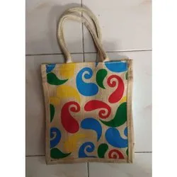 Printed Multicolor Jute Lunch Bag